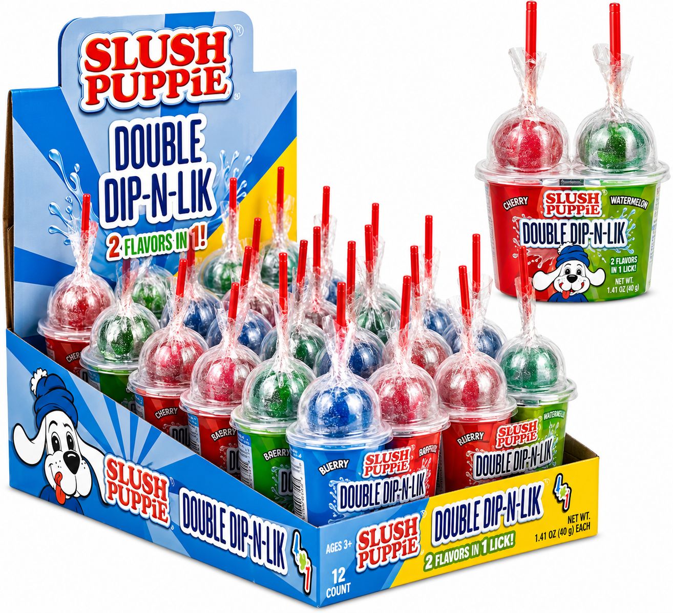 SLUSH PUPPIE DOUBLE DIP-N-LIK 2.3OZ 12/CT