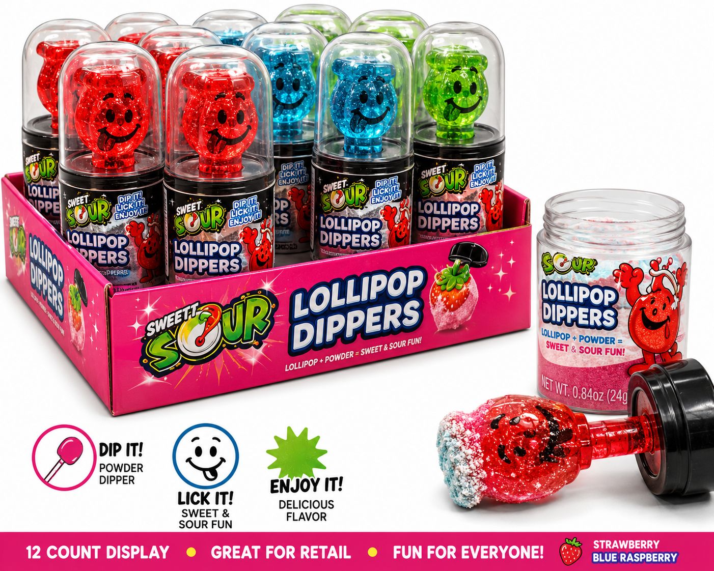 KOOL-AID SOUR LOLLIPOP DIPPERS 12/CT