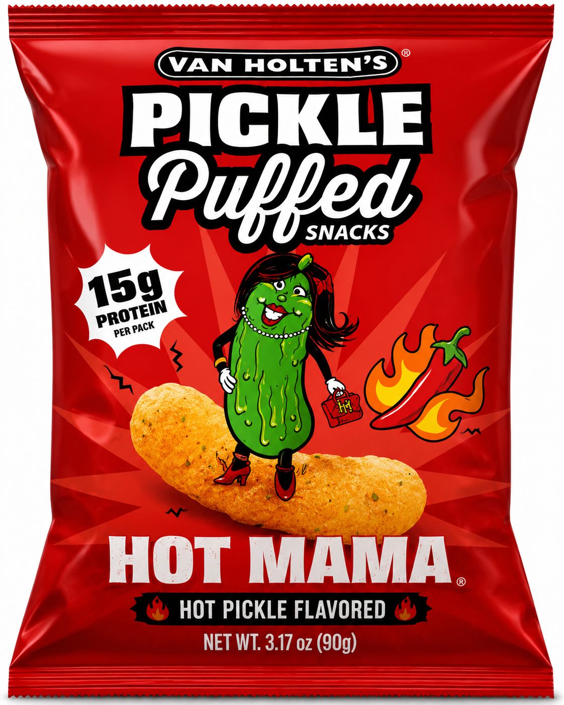 VAN HOLTEN'S PICKLE PUFFS HOT MAMA 3.17OZ 10/CT