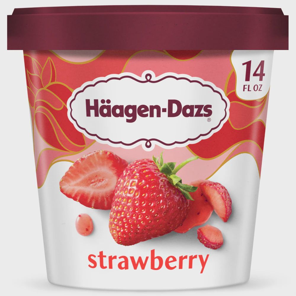 HAAGEN-DAZS STRAWBERRY ICE CREAM 14 OZ 8/CT