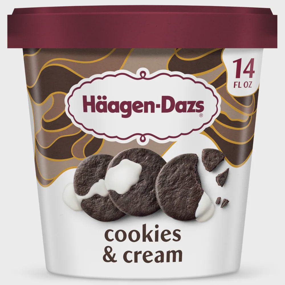 HAAGEN-DAZS COOKIES &amp; CREAM ICE CREAM 14 OZ 8/CT