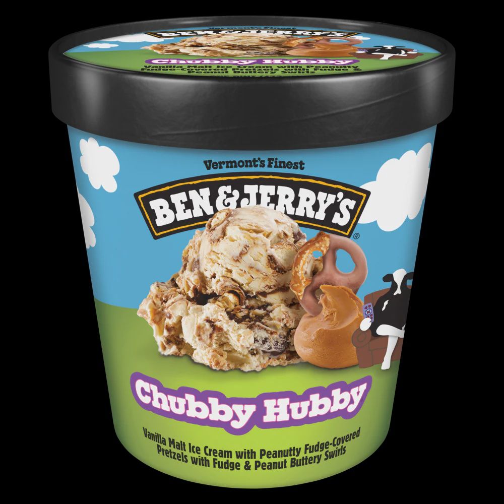 BEN &amp; JERRY'S CHUBBY HUBBY ICE CREAM PINT 16 OZ 8/CT