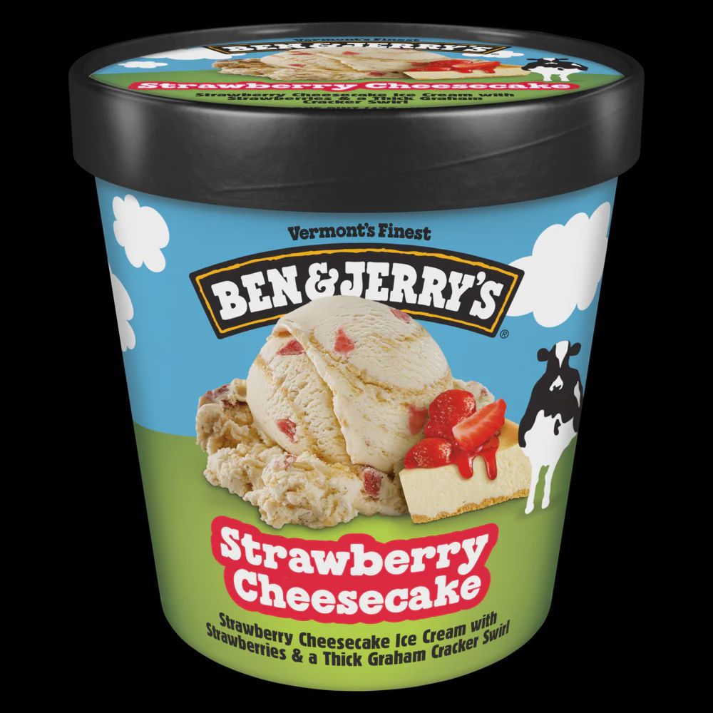 BEN &amp; JERRY'S STRAWBERRY CHEESECAKE ICE CREAM PINT 16 OZ 8/CT