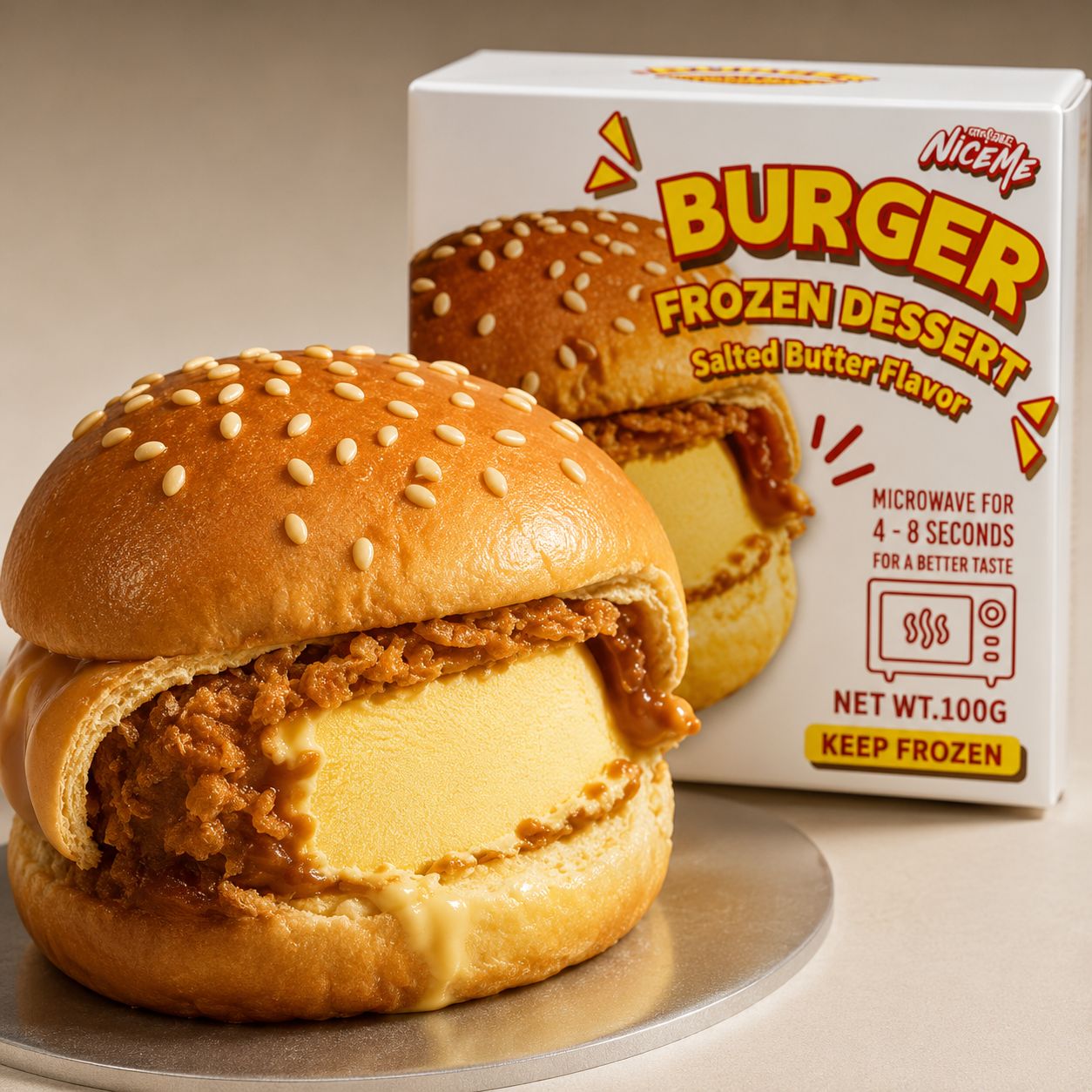 NICEME BURGER SALTED BUTTER FLAVOR ICE CREAM 24/CT