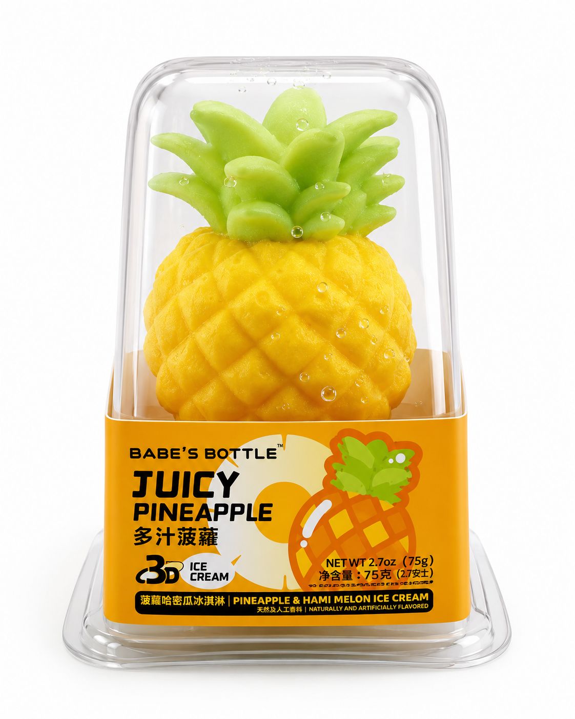 BABE'S BOTTLE 3D JUICY PINEAPPLE &amp; HAMI MELON ICE CREAM 24/CT