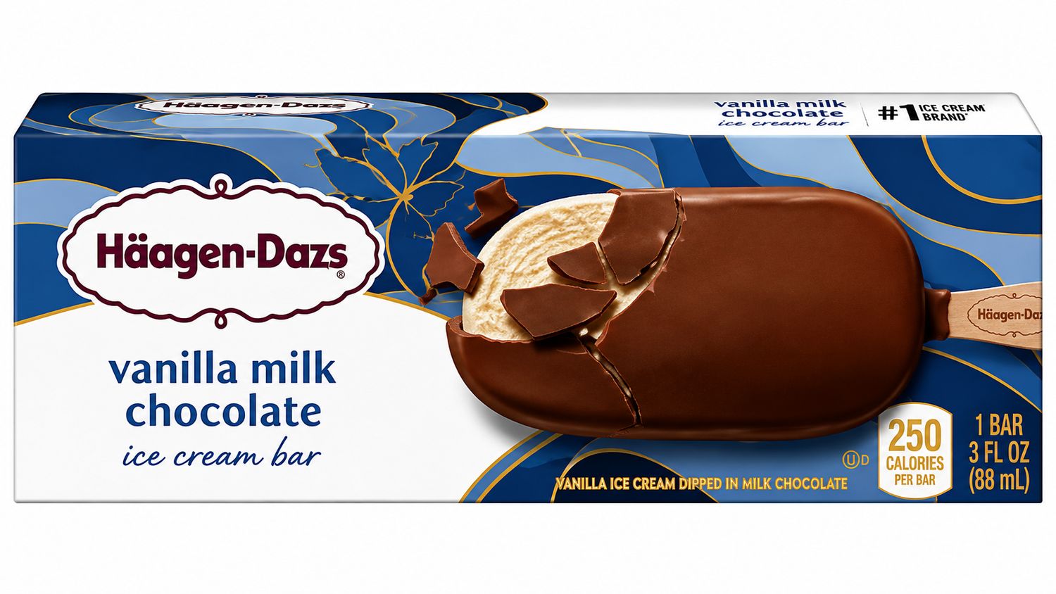 HAAGEN-DAZS VANILLA MILK CHOCOLATE ICE CREAM BAR 12/CT
