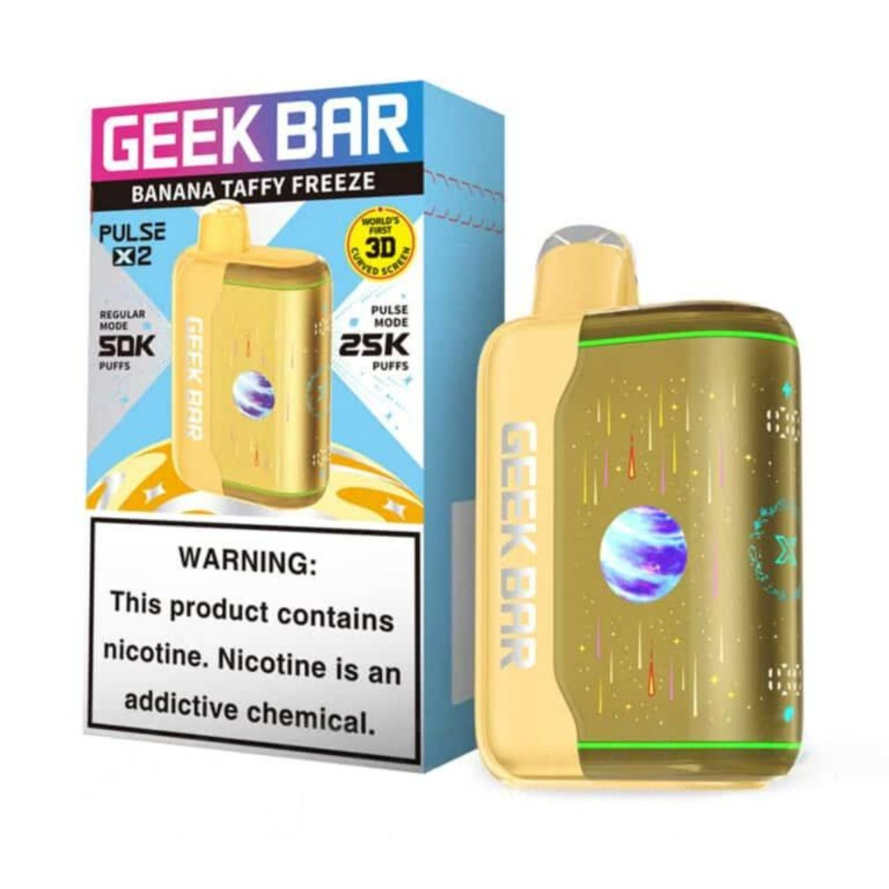 GEEK BAR PULSE X2 18ML 5/CT, FLAVOR: BANANA TAFFY FREEZE