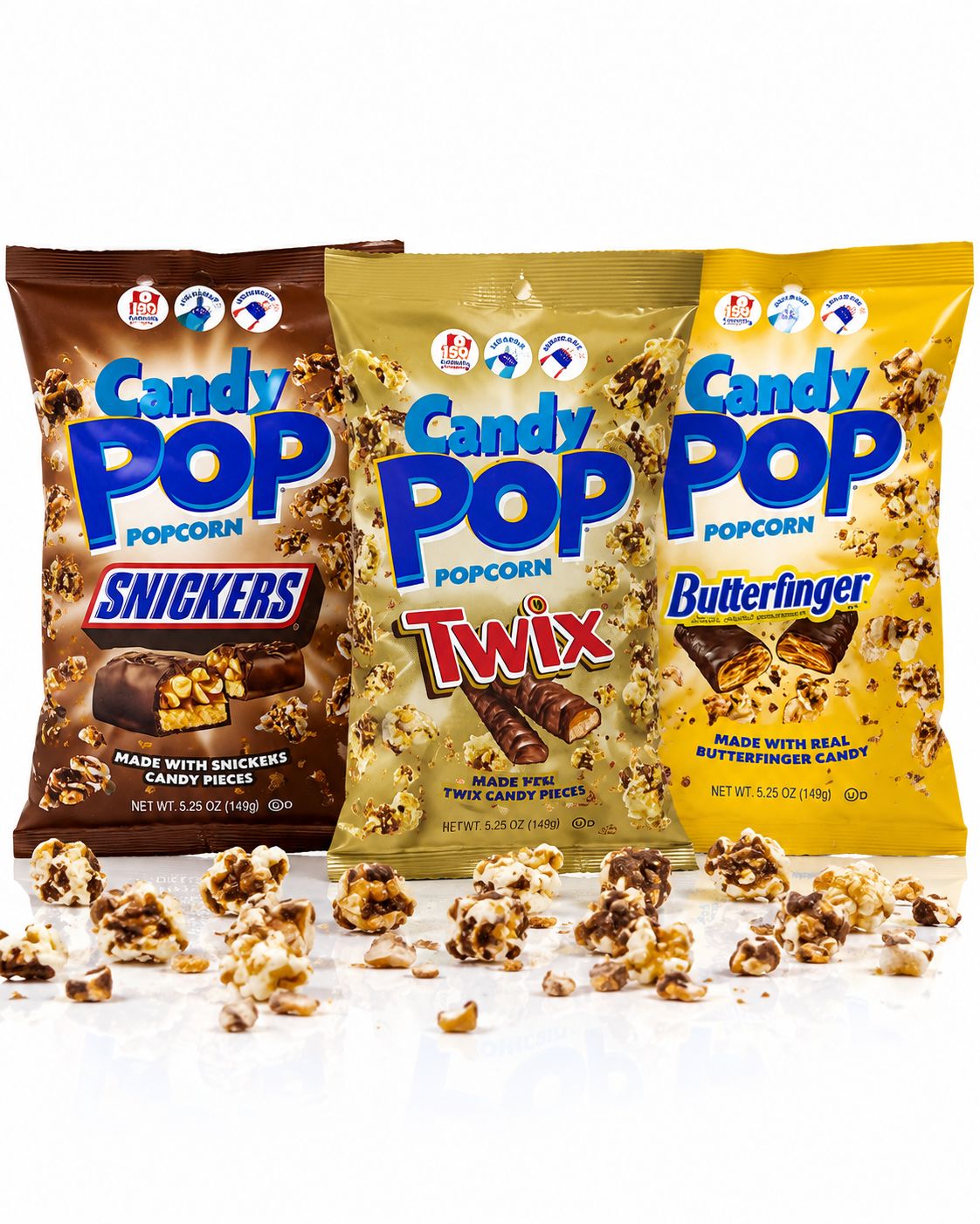 MIX COOKIE POPCORN -4 SNICKERS/ 4 BUTTERFINGER/ 4 TWIX 5.25OZ 12/CT