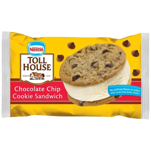 TOLLHOUSE CHOCOLATE CHIP COOKIE SANDWICH ICE CREAM  12/CT