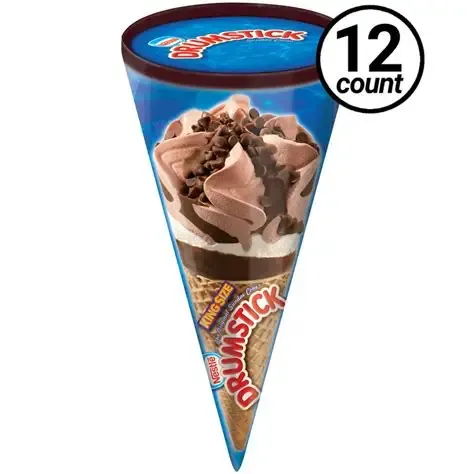 NESTLE DRUMSTICK KING SIZE FROZEN DAIRY DESSERT TRIPLE CHOCOLATE CONES ICE CREAM 12/CT