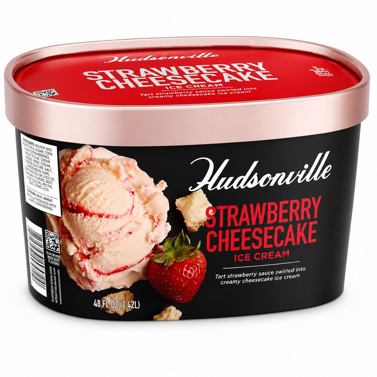 HUDSONVILLE STRAWBERRY CHEESECAKE ICE CREAM 48OZ 4/CT