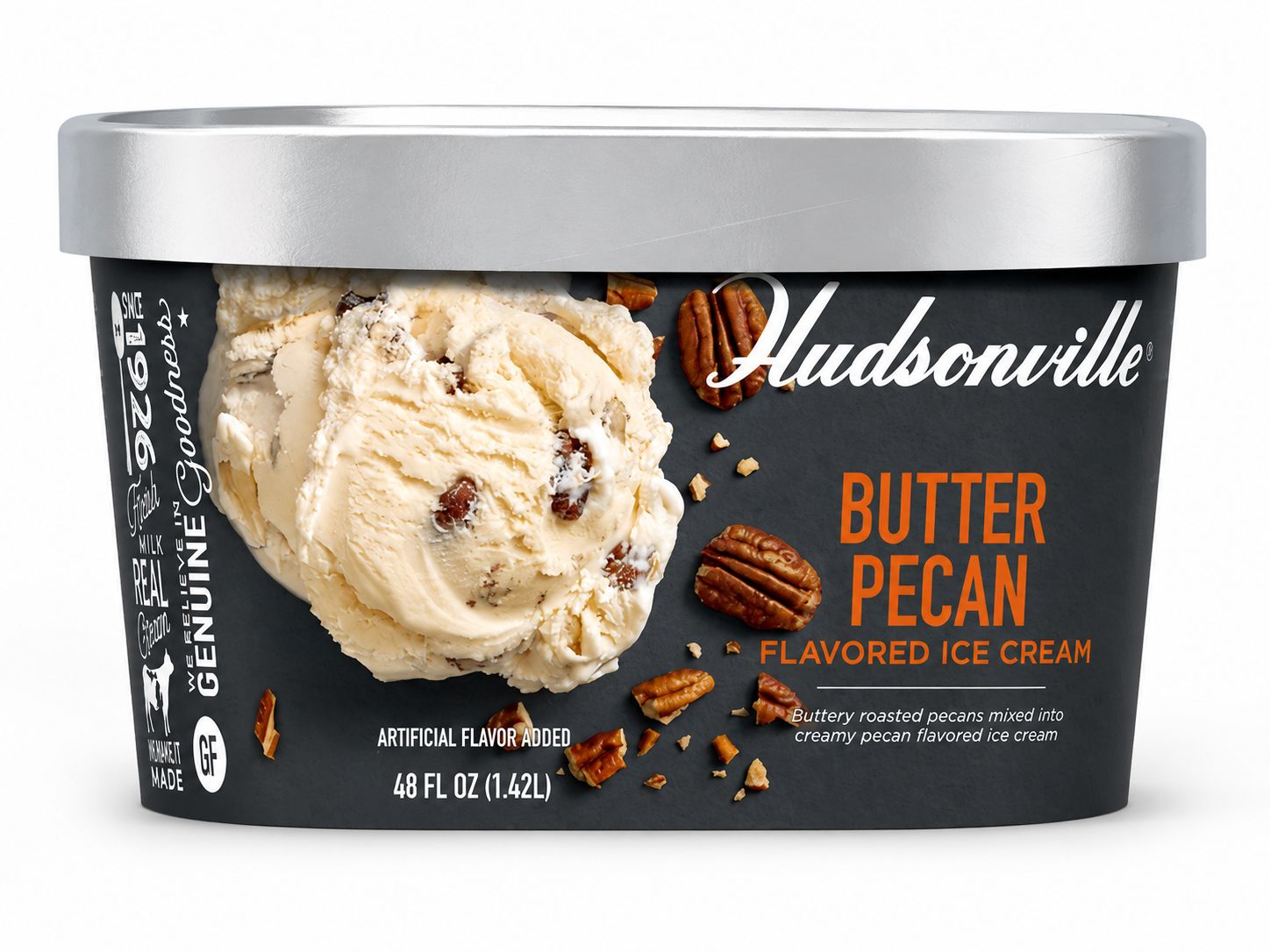HUDSONVILLE BUTTER PECON ICE CREAM 48OZ 4/CT