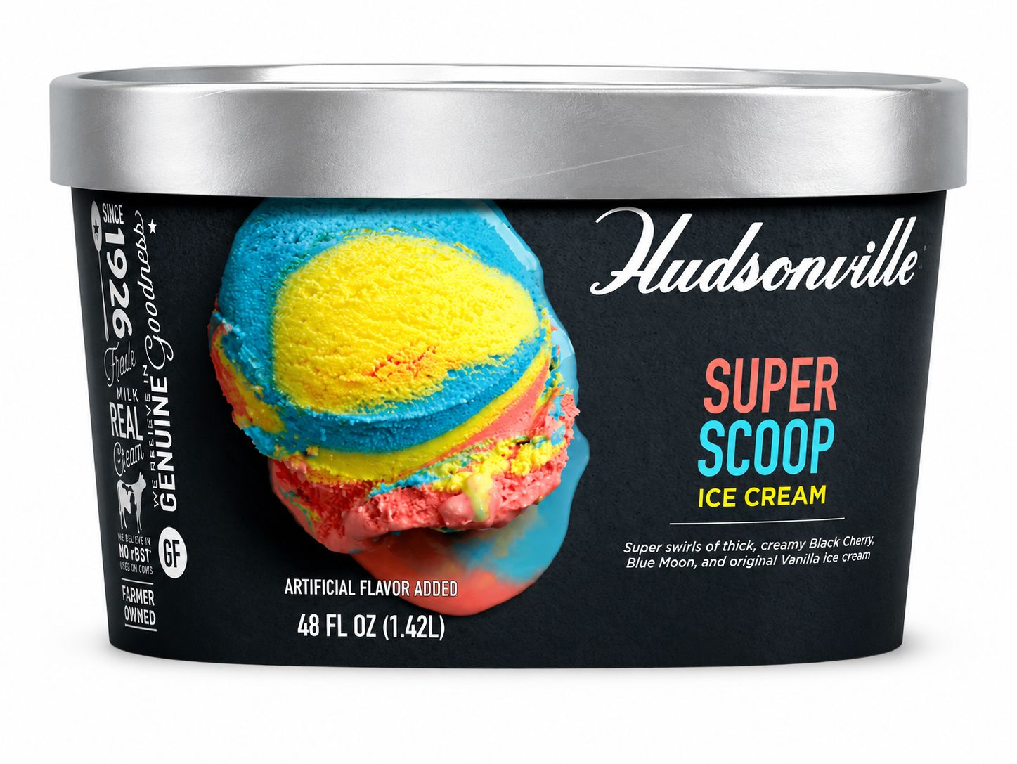 HUDSONVILLE SUPER SCOOP ICE CREAM 48OZ 4/CT