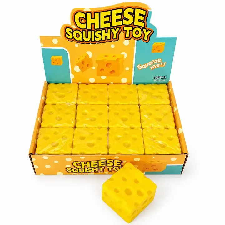 SQUISH TOY CHEESE CUBE 12/CT