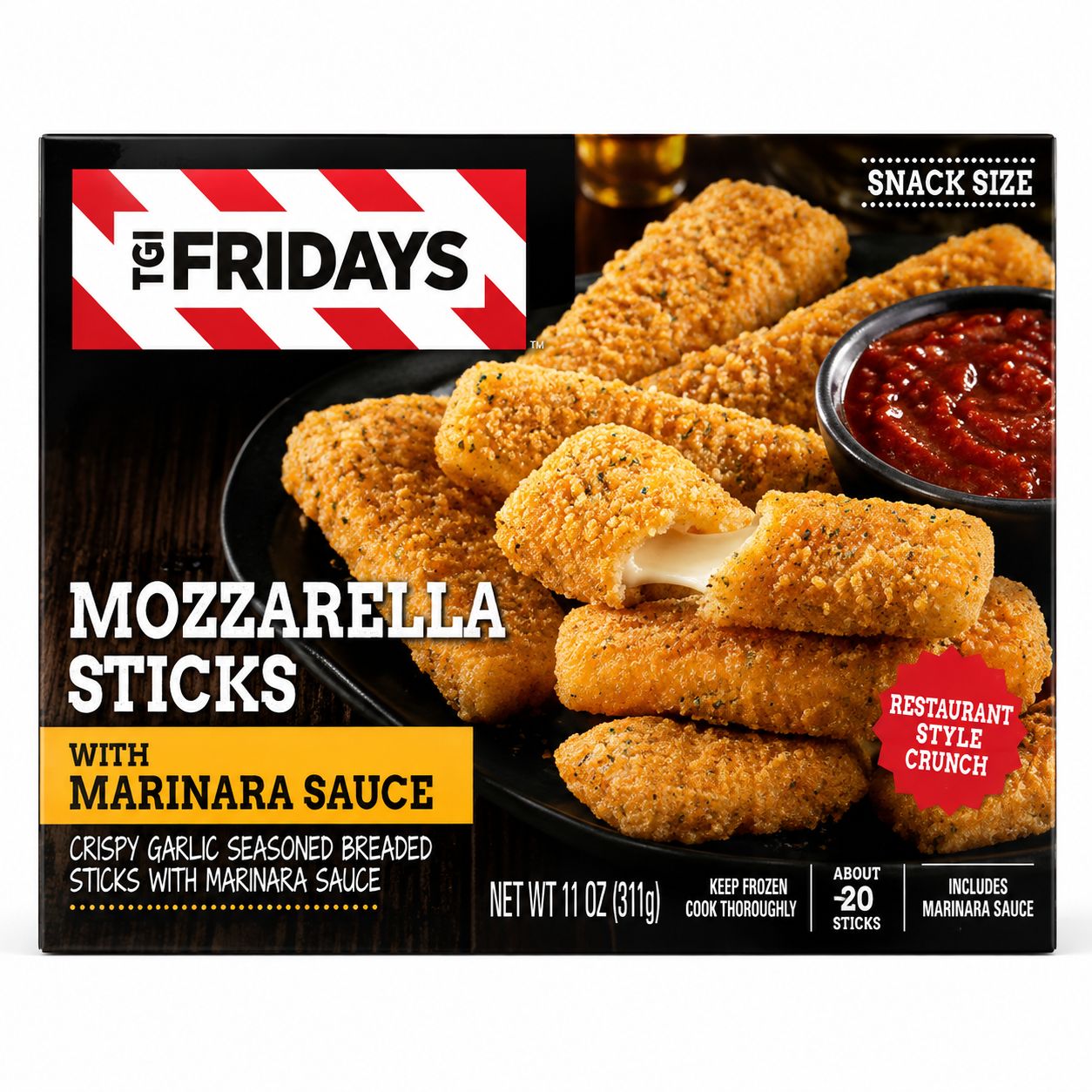 TGI FRIDAYS SNACK SIZE MOZZARELLA STICKS W MARINARA SAUCE 11 OZ