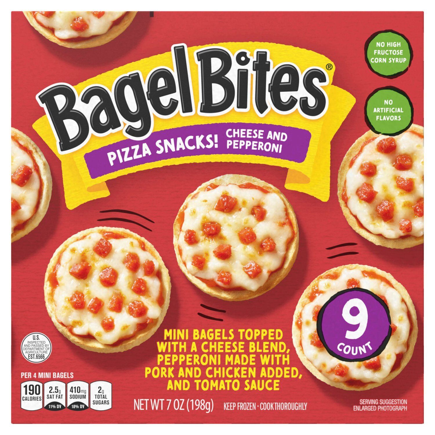 BAGEL BITES PIZZA SNACKS CHEESE &amp; PEPPERONI 7 OZ 9/PC