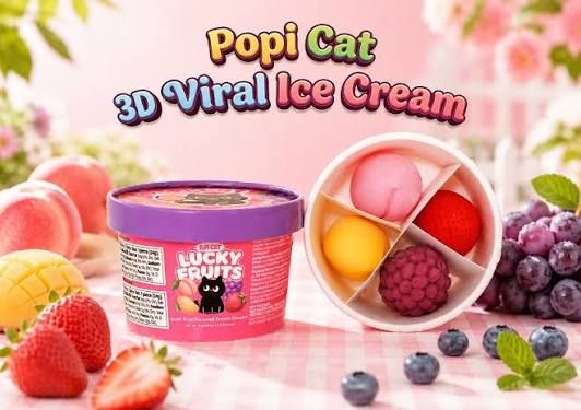 POPI CAT LUCKY FRUITS ICE CREAM 24/CT