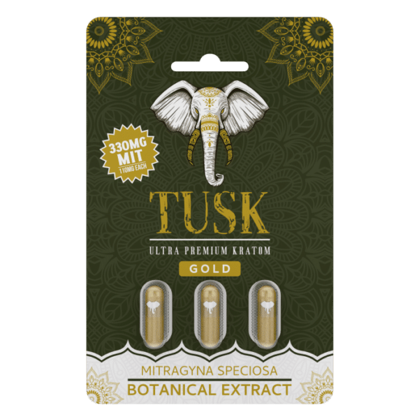 Tusk Kratom Capsules  3ct, Flavor: gold 330mg