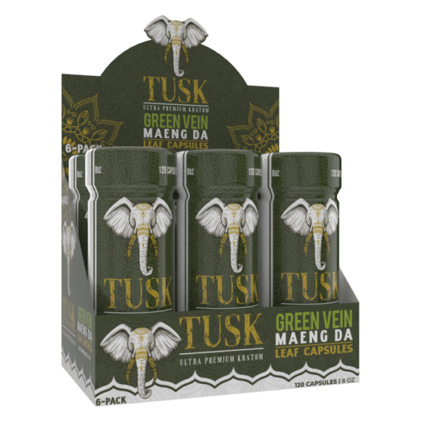 Tusk Kratom Capsules 120ct, Flavor: green vein maeng da