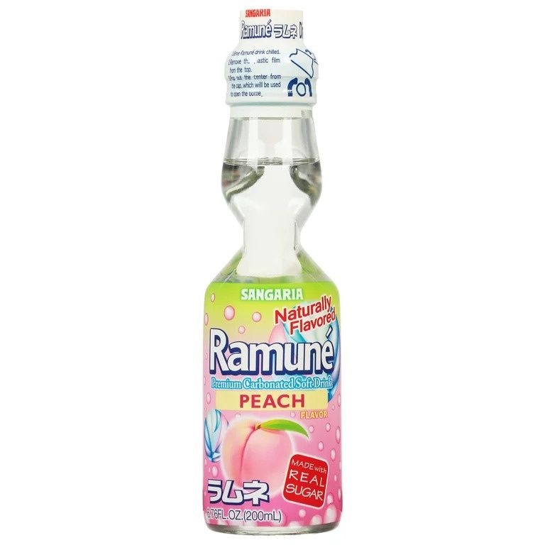 Sangaria Ramune Soda (Glass Bottle), Flavor: peach