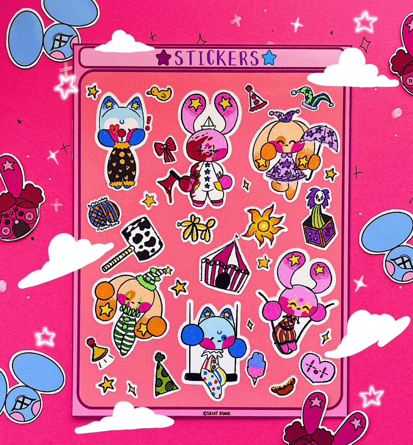 Clown Star Sticker Sheet