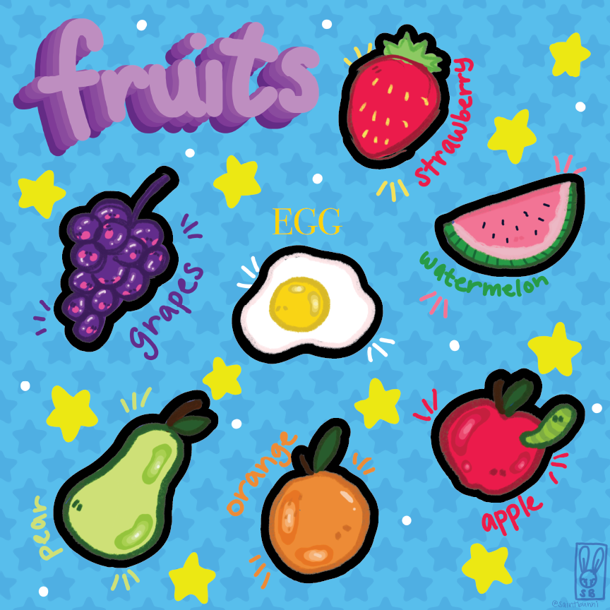 Tiny Faces: Fruits! Sticker Sheet