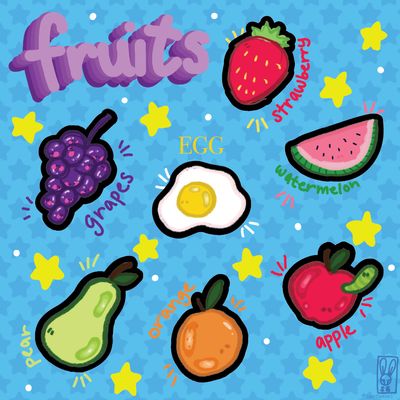 Tiny Faces: Fruits! Sticker Sheet