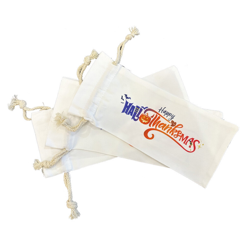 Hallothanksmas Canvas Wine Gift Bags Set of 3