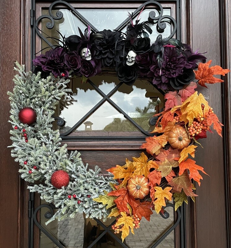 24 inch Hallothanksmas Wreath