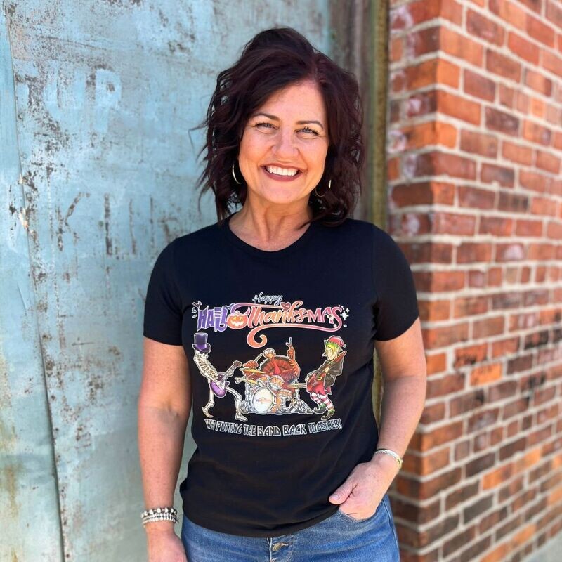 Ladies' Hallothanksmas Band Tee (Black)