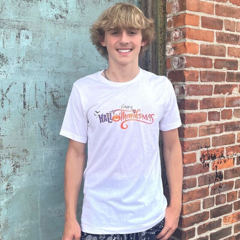 Men's/Unisex Hallothanksmas Logo Tee (White)
