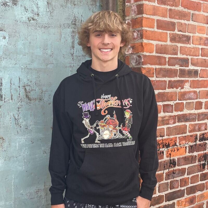 Hallothanksmas Band Back Hooded Sweatshirt (Black)