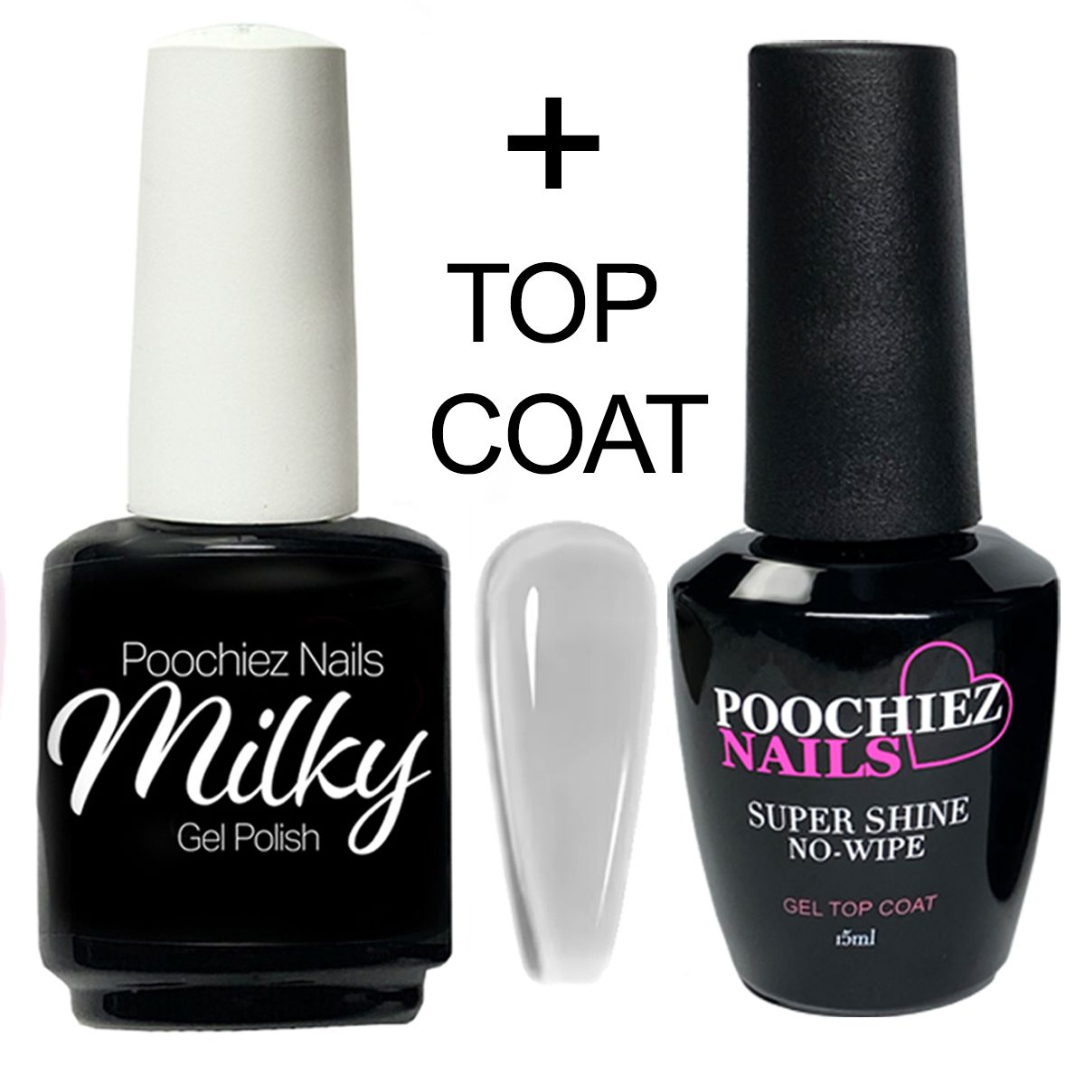 MILKY WHITE GEL/RUBBER BASE POLISH. #1 + TOP COAT