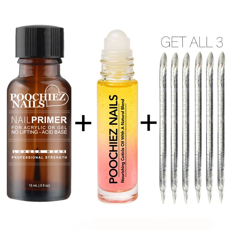PRIMER + CUTICLE OIL + 6 CUTICLE PUSHERS
