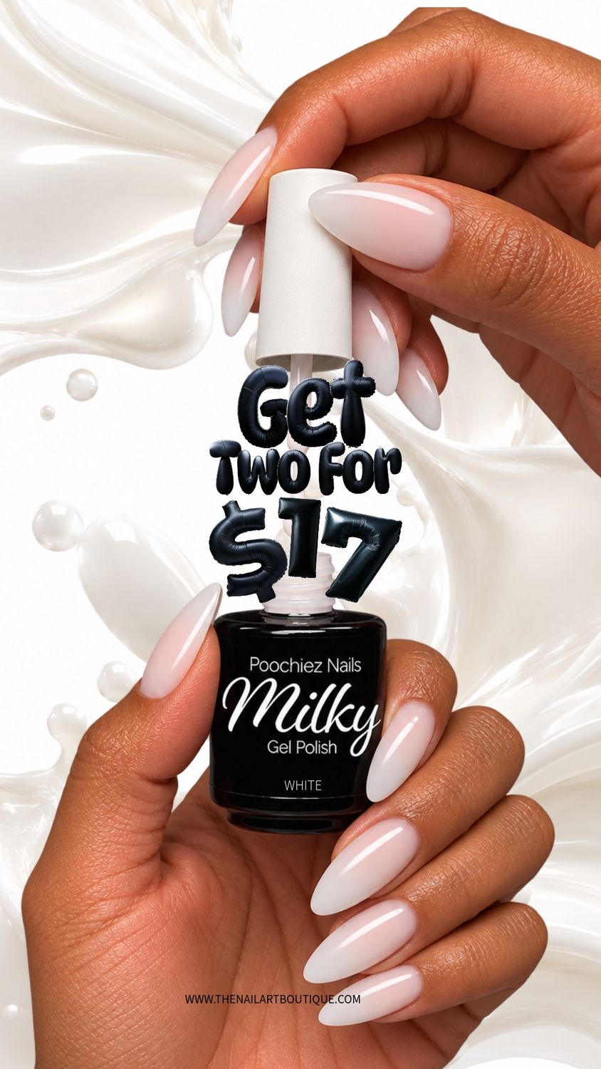 GET 2 MILKY WHITE GEL/RUBBER BASE POLISH.