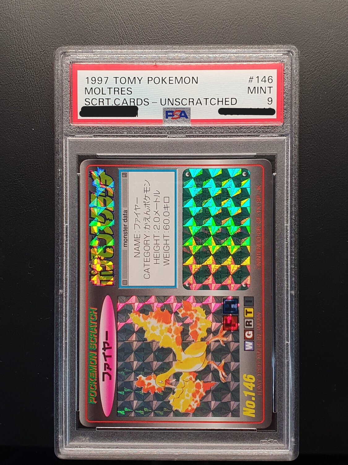 PSA 9 - 1997 Tomy Scratch Cards Moltres (UNSCRATCHED) - No.16