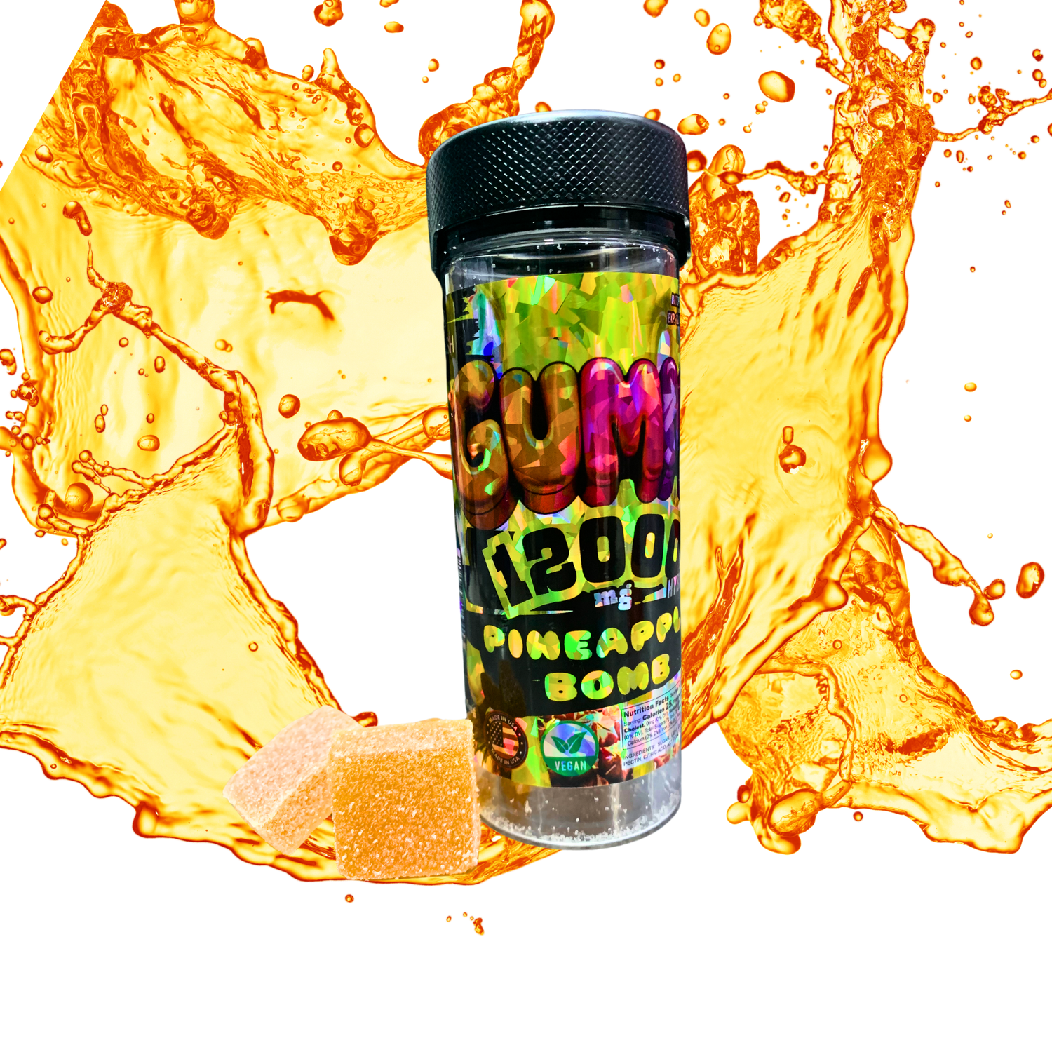 12000mg Vegan Gummy Jar - Pineapple Bomb (Hybrid)