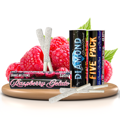 Stardust Diamond Prerolls - Raspberry Gelato (Sativa) Five Pack