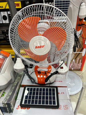 Ventilador Recargable Mesa con Panel Solar 12”