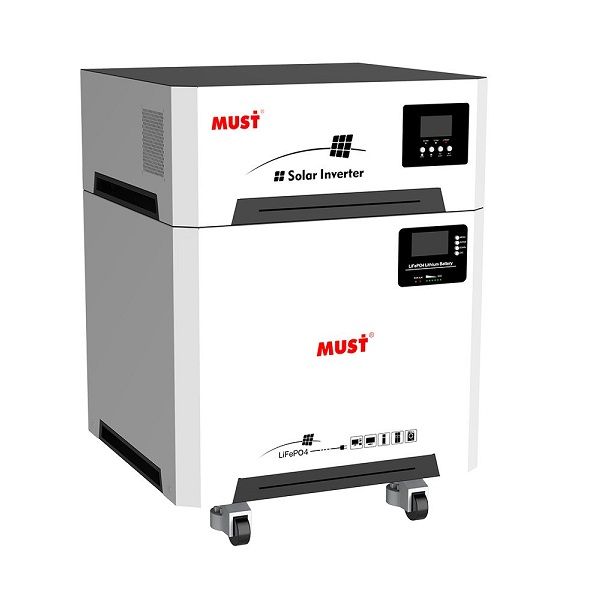 Sistema 2 en 1 marca MUST con Inversor 48v 6kw 110/220v Batería 48v 300ah (15,3 kw/h)