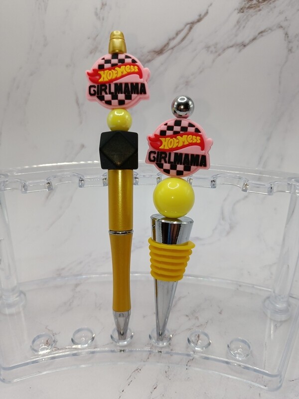 Hot Mess Mama Pen and Wine Stopper Set