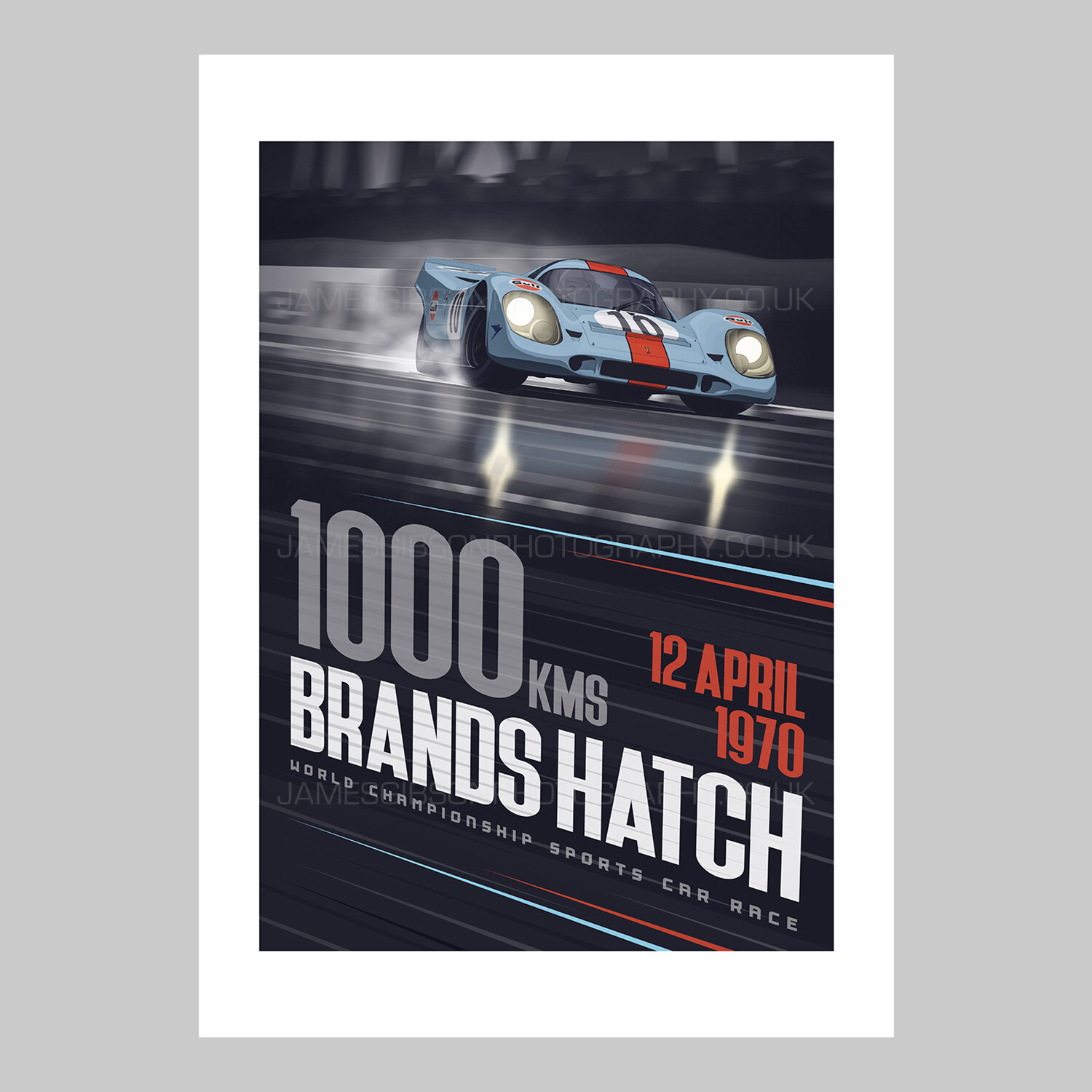 A2 Race Poster Print - Gulf Porsche 917K #10
