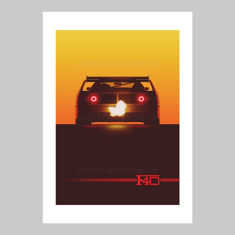 &#39;Competizione&#39; - Ferrari F40 LM Print A2