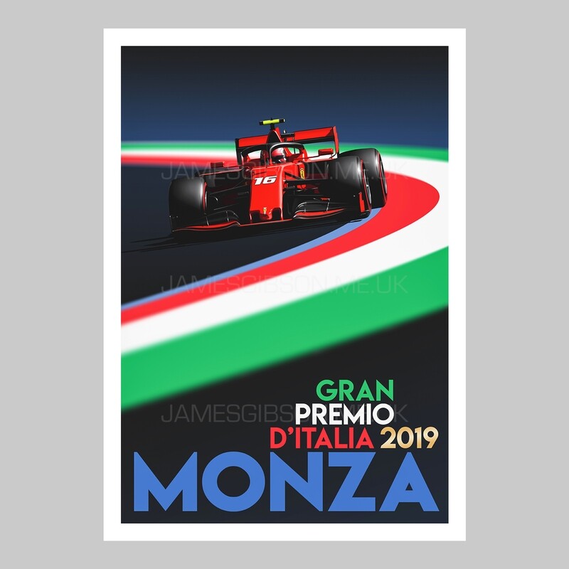 A2 Race Poster Print - Monza 2019 - Charles Leclerc