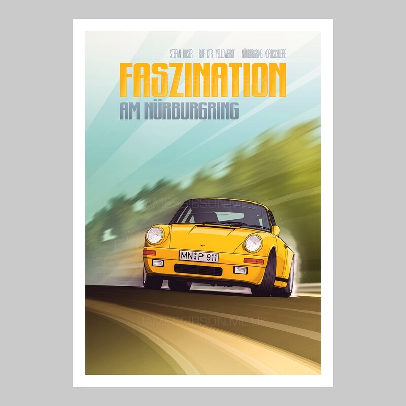 &#39;&#39;Faszination am Nürburgring&quot; - RUF &#39;Yellowbird&#39; - A2 Poster Print