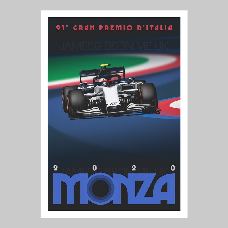 A2 Race Poster Print - Monza 2020 - Pierre Gasly
