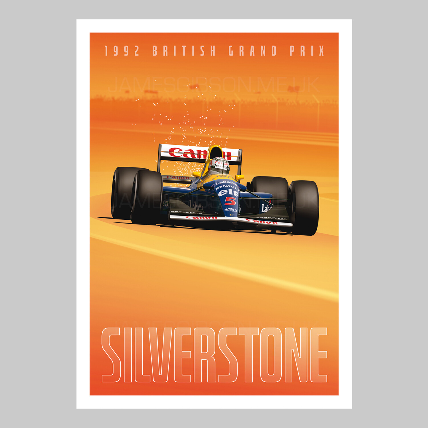 A2 Race Poster Print - Silverstone 1992 - Nigel Mansell