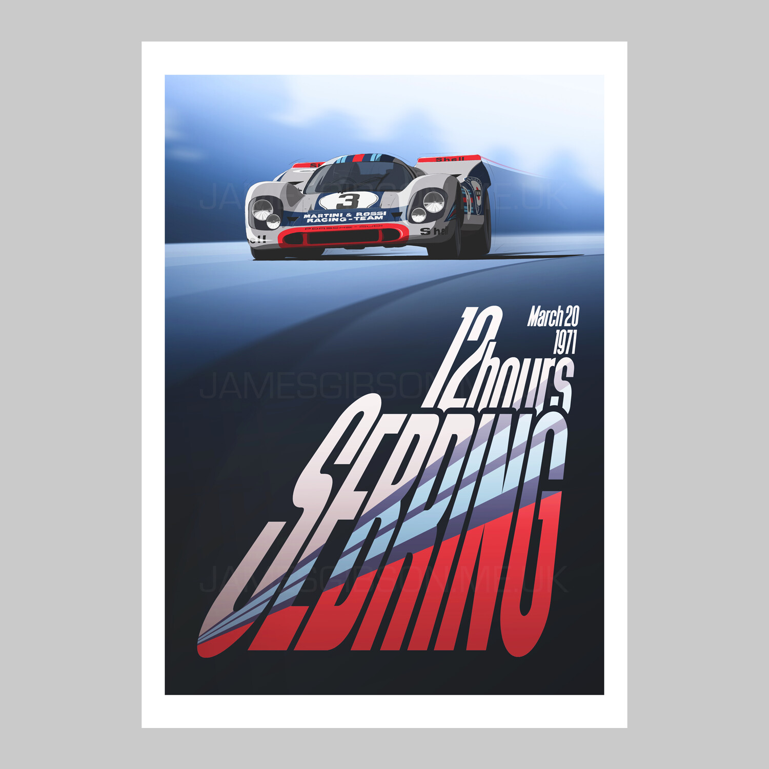 A3 Race Poster Print - Martini Racing Porsche 917K #3