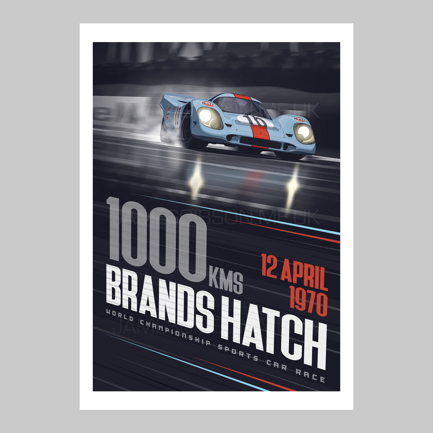 A3 Race Poster Print - Gulf Porsche 917K #10