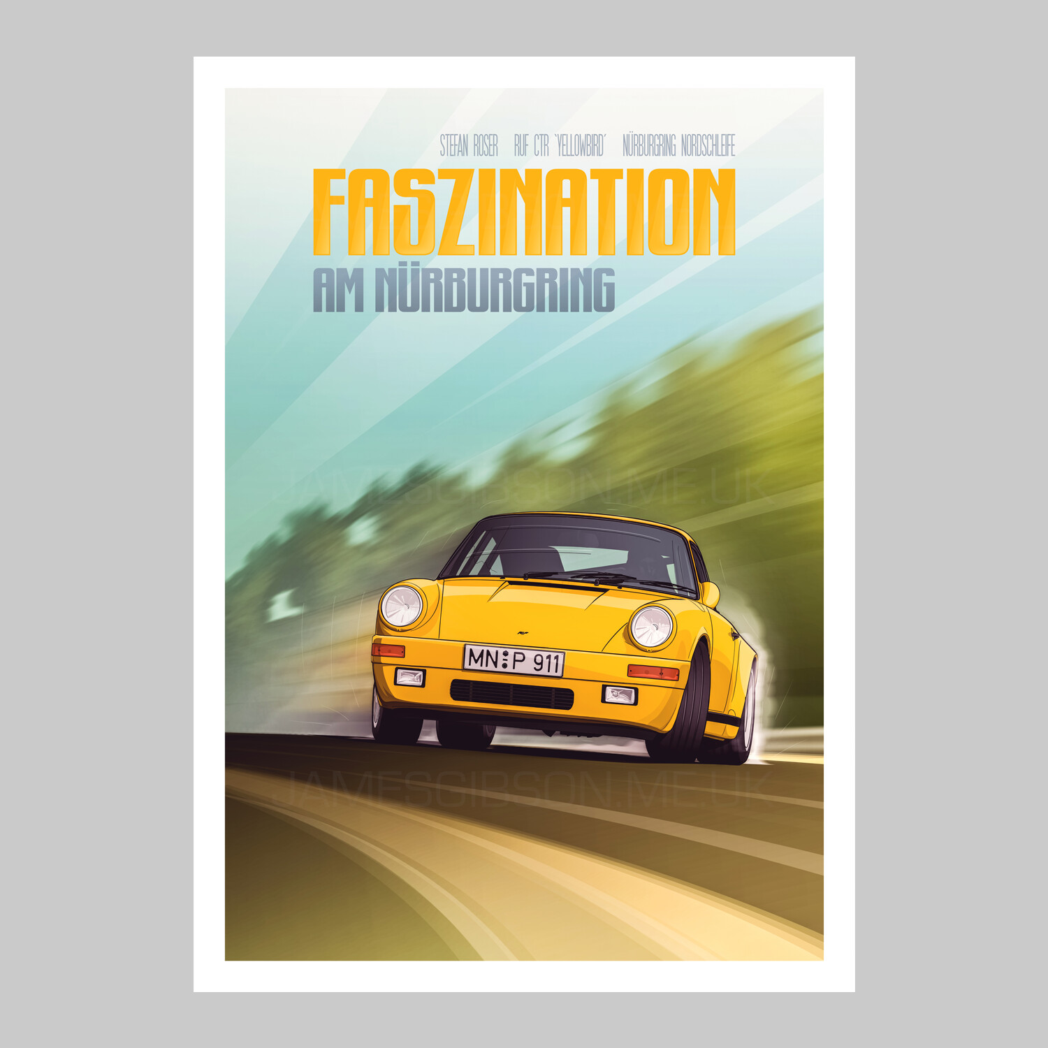 &#39;&#39;Faszination am Nürburgring&quot; - RUF &#39;Yellowbird&#39; - A3 Print